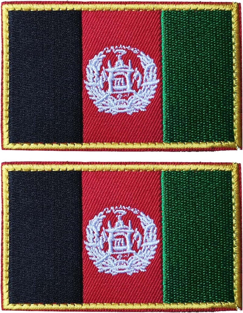 MWOOT 2PCS Afghanistan Flag Patch Embroidered Morale Patch Military Tactical Patches Hook and Loop - Image 1